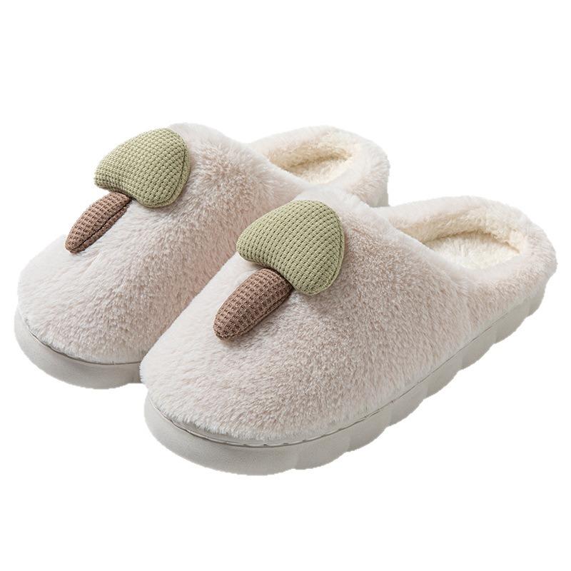 Cotton slippers women's winter couple non-slip warm slippers men's winter indoor thick bottom home fluffy slippers