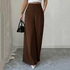 Women High Waist Wide Leg Pants Double Button Loose Fit Straight Leg Trousers Casual Style