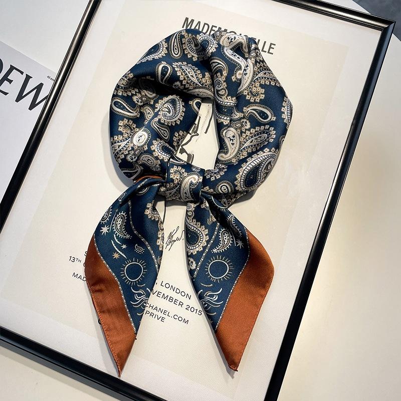Luxury Printing Silk Square Scarf Women Neck Hair Tie Band Beach Hijab Kerchief Head Headbands Bandana Female Foulard 70cm
