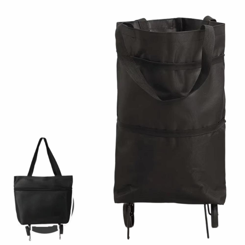 Waterproof Grocery Bag Oxford Cloth Shopping Cart Foldable Shopping Bag with Wheel  Supermarket чёрный