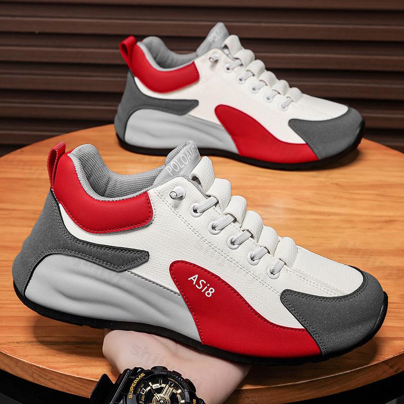 

Color Blocked Low Top Thick Soled Casual Shoes for Men 2026 Autumn Fashi Versatile Comfortable Wear-resistant Chunky Sneakers 46 червоний