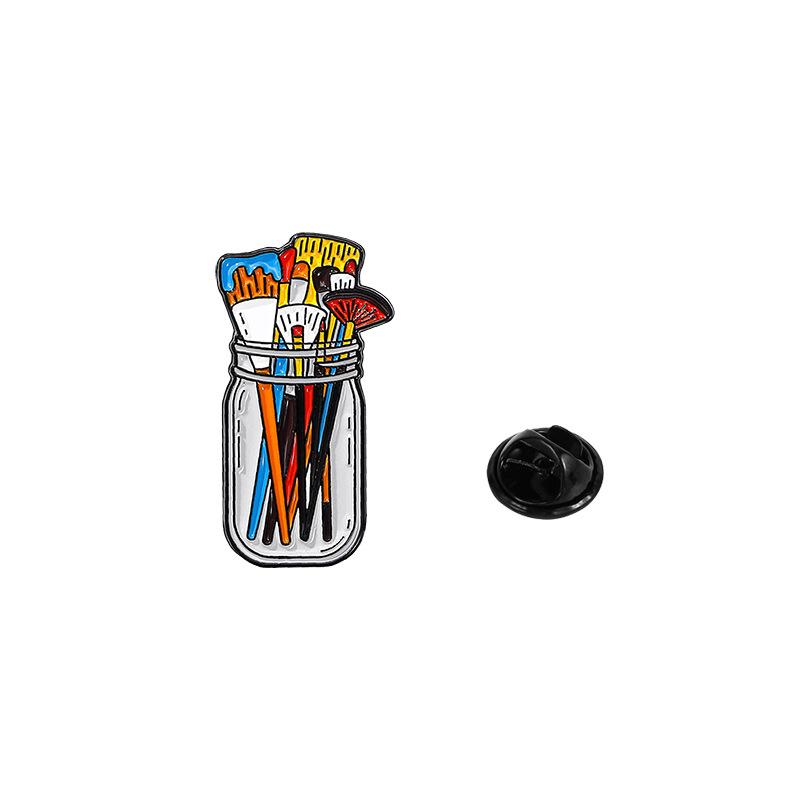 

New personalized color brush badge pen holder, art painting brush pen, metal oil drop cartoon brooch