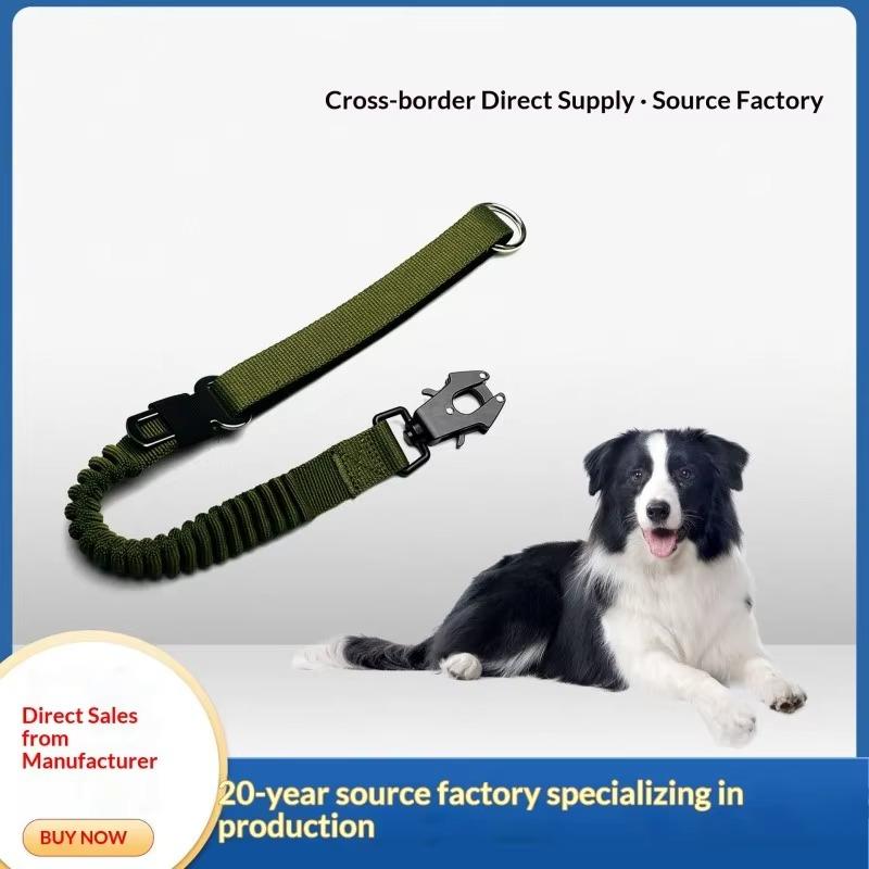 

Elastic Short Dog Leash With Zinc Alloy Frog Buckle, Adjustable Stretchable Collar For Pet Walking Training зелений