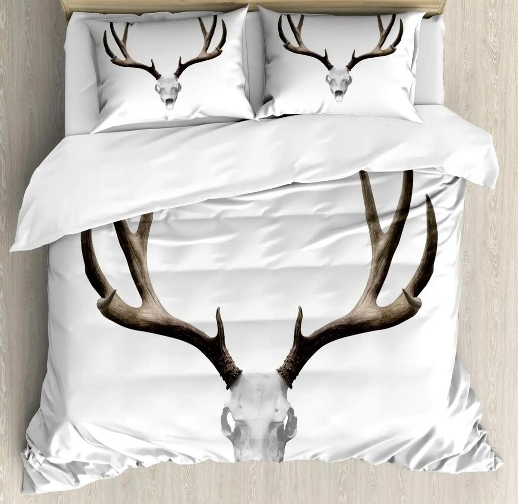 Boho Deer Head Rose Flowers Duvet Cover Set Dream Catcher Feathers Bedding Set Native American Tribal Ethnic Comforter Cover Set