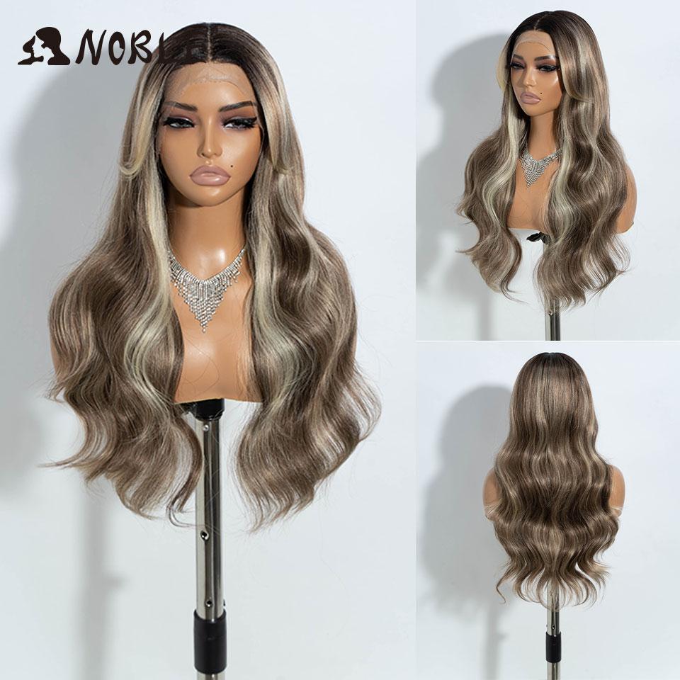 

Noble Synthetic Lace Front Wig Long Wavy 24 Highlight Honey Body Wavy T Part Lace Wig For Women Lace Front Wig Ombre Blonde Wig (as the picture,150%&24inches&Lace Part Wig)