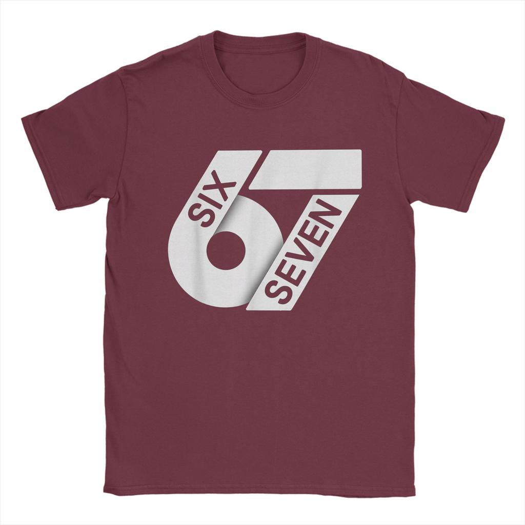 Six Seven 6 7 Meme T-Shirts Men Gen-Alpha Slang Vintage Pure Cotton Tees O Neck Short Sleeve T Shirts Big Size Clothes