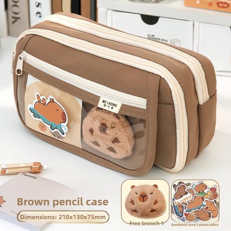Trousse à Crayons en Tissu Mignonne Kawaii Grande Capacité Fermeture Éclair Animale Sac pour Enfants Garçons Trousse à Stylo Fille Étui Scolaire Fournitures