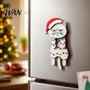Santa Claus Fridge Magnets Christmas Wooden Dangle Toy, Refrigerator Magnet, Cute Cartoon Small Holiday Gifts for Friends Snowman Elk Magnetic