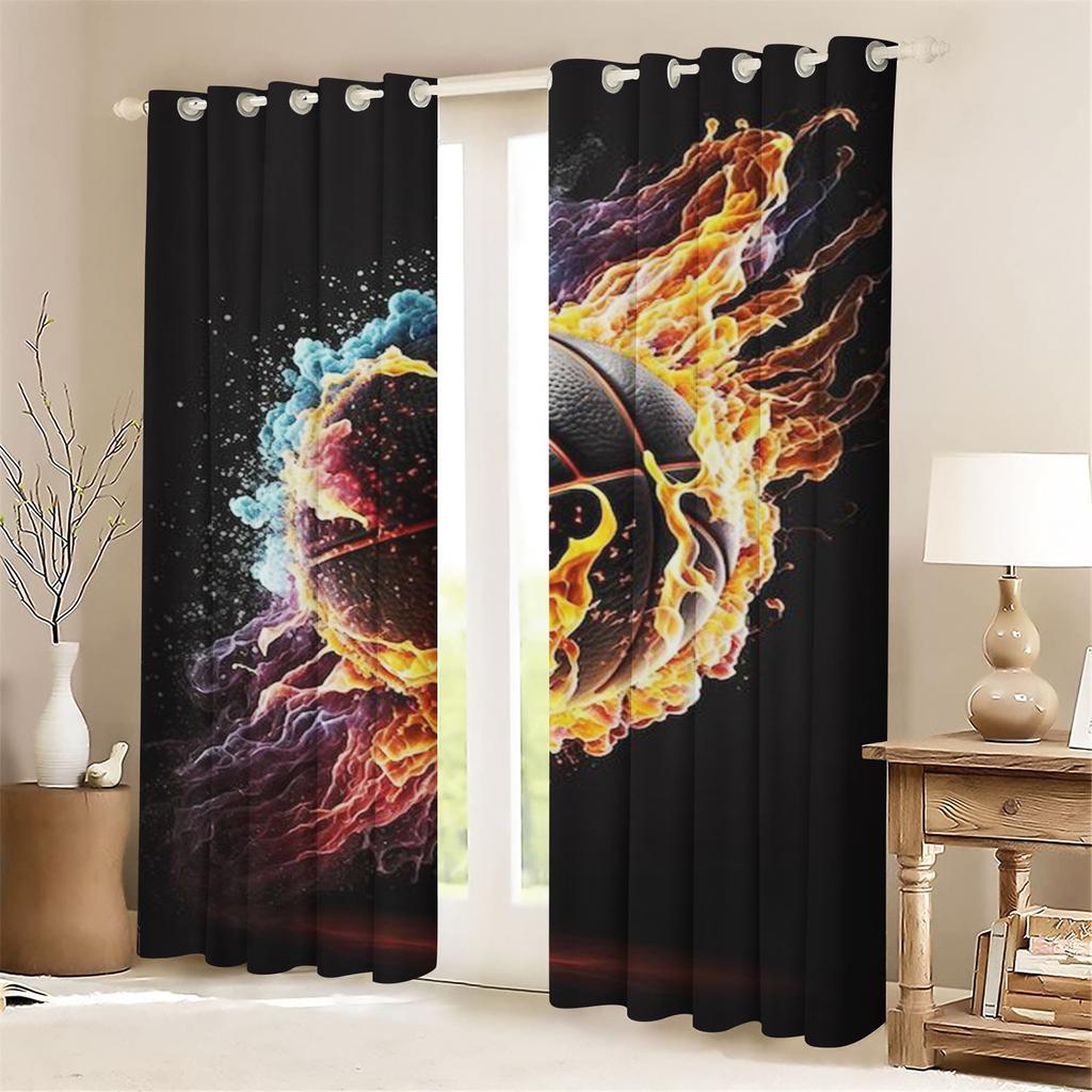 Cartoon Curtain Basketball For Boy 3D Print Bedroom Living Room Window Blackout Partition Style Home Decoration