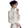 Women's Long Sleeve Fleece-Lined Qipao Dress - Winter/Autumn Style