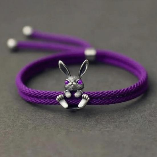 Adjustable Rope Chain Bracelet Bunny Decor Easter Bracelet Easy to Wear Bracelet Animal Lucky Jewelry Accessory