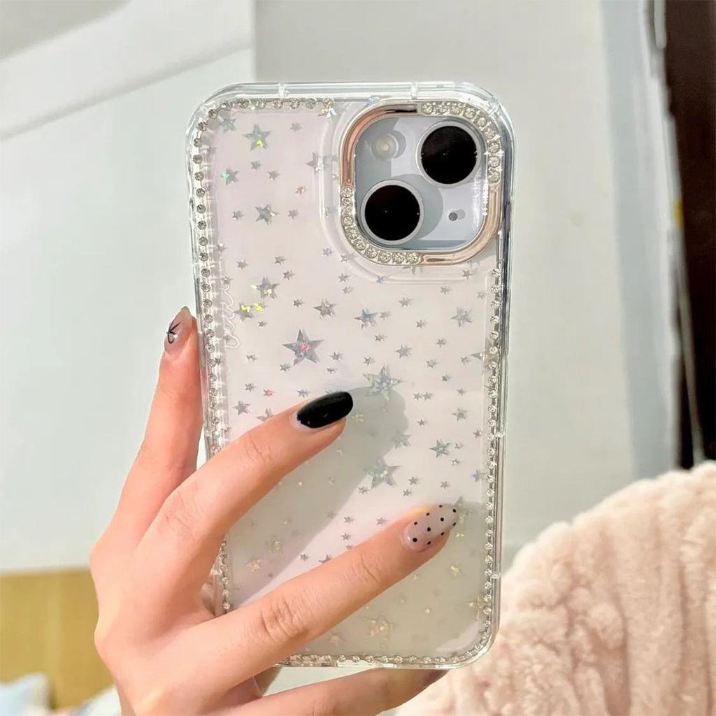 Laser Star Sparkling Diamond Case for Apple 17PROMAX Couple Light Luxury Anti Drop Internet Celebrity Inlaid Diamond Phone Case