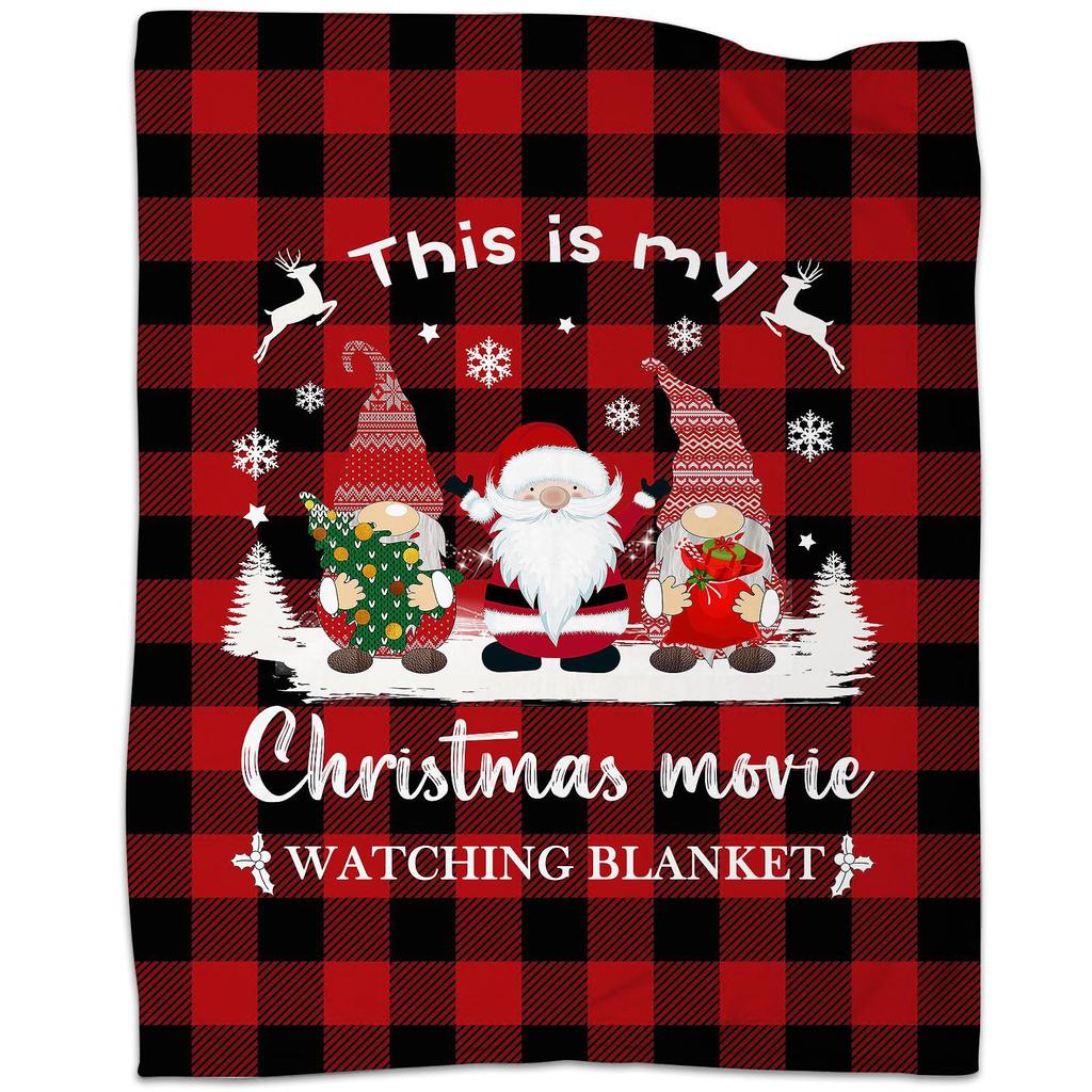 Christmas Elves Checkered pattern digitalprinted polyester velvet flannel cover blanket Fleece sofa cover blankets for beds