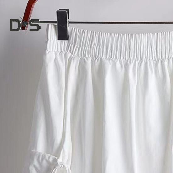 Cargorock mit elastischer Taille, Seitentaschen, einfarbig, A-Linie, lockere Passform, Midirock im Workwear-Stil, Kordelzugrock