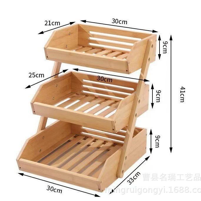 Bamboo Two-Tier Fruit & Bread Storage Basket for Kitchen Countertops