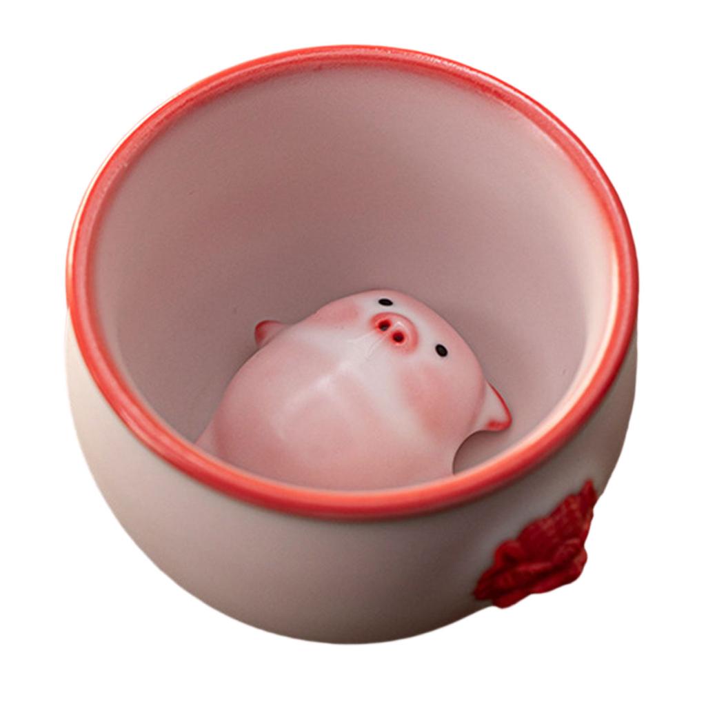 Ceramic Pig Bubble Blowing Cup Handmade Blow Bubbles Pig Ceramic Tea Pet Piggy Cartoon Tea Cup Unique Gift for Tea Drinkers