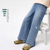 Xiaoyinman Girls' Embroidered Soft Denim Wide-Leg Casual Pants
