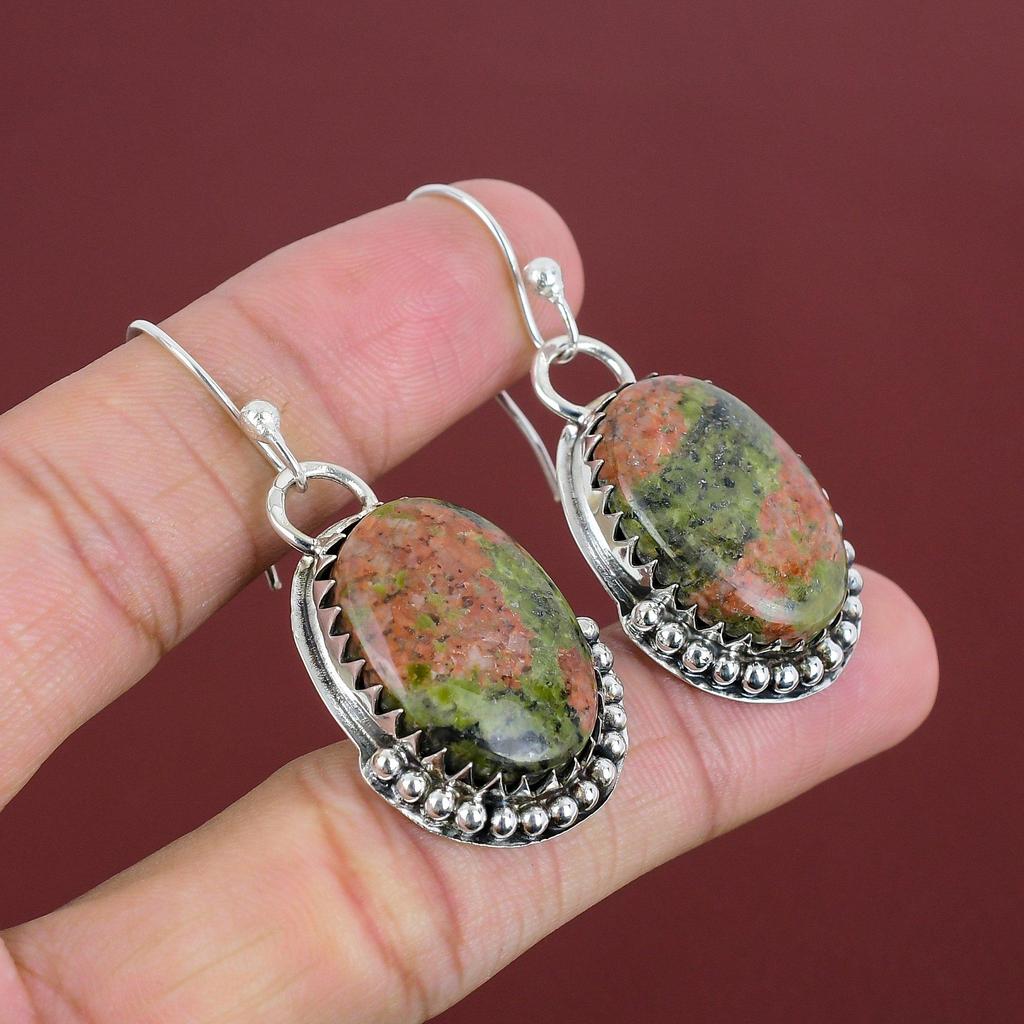 Unakite Earrings Handmade Jewelry Dainty Gemstone Earring 925 Sterling Silver Earring Antique Jewelry Beautiful Dangle Earring Gifts For Her