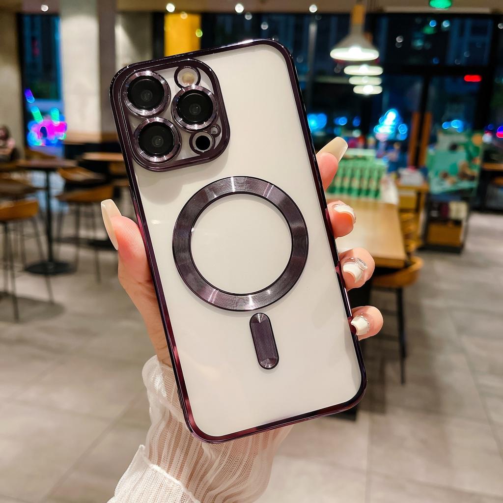 Elektroplaterowane etui magnetyczne IP16pro Etui ochronne z wbudowaną folią na obiektyw Miękkie etui TPU na etui na telefony Apple 15/14