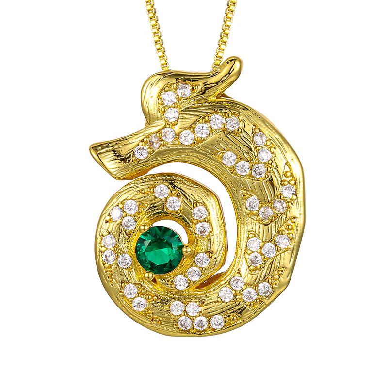 Jewelry Simulation Corundum Gold Retro Design Pendant Necklace Main Stone 5Mm