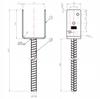 Post base, galvanized anchor, 91x624x124mm