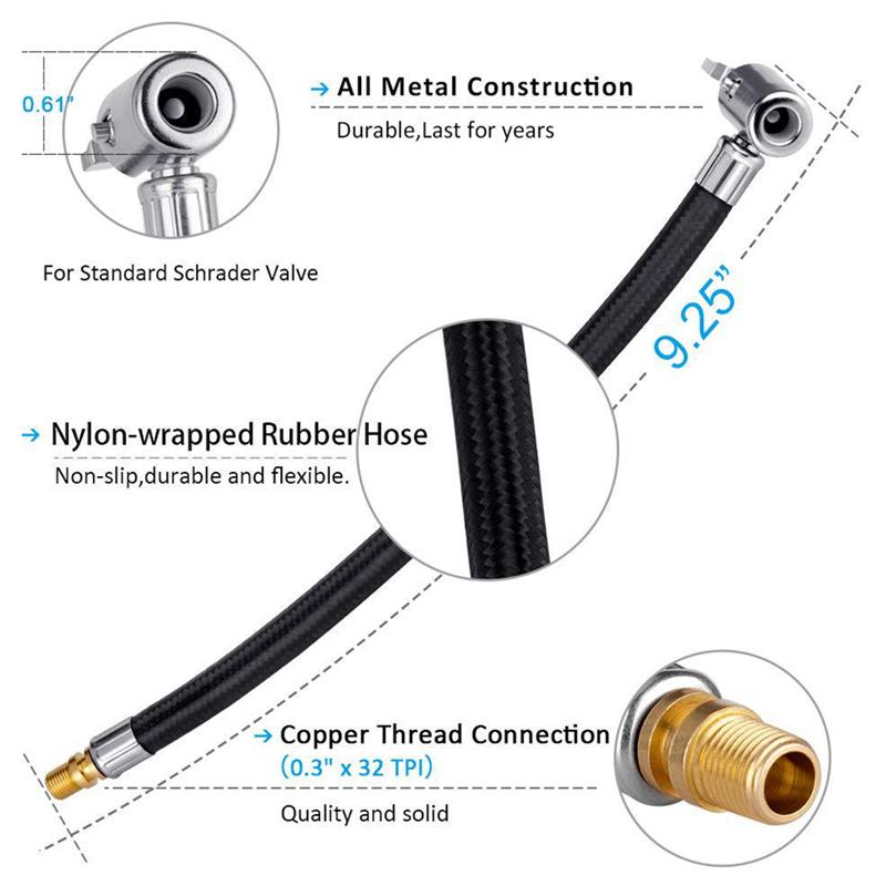 Vélo moto pneu de voiture tuyau de gonflage d'air tuyau de Tube gonflable tuyau de gonflage connexion de Tube de gonflage rapide mandrin d'air de verrouillage