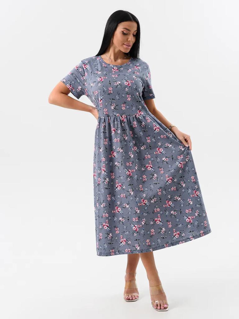 Plus size cotton house dress with pockets
