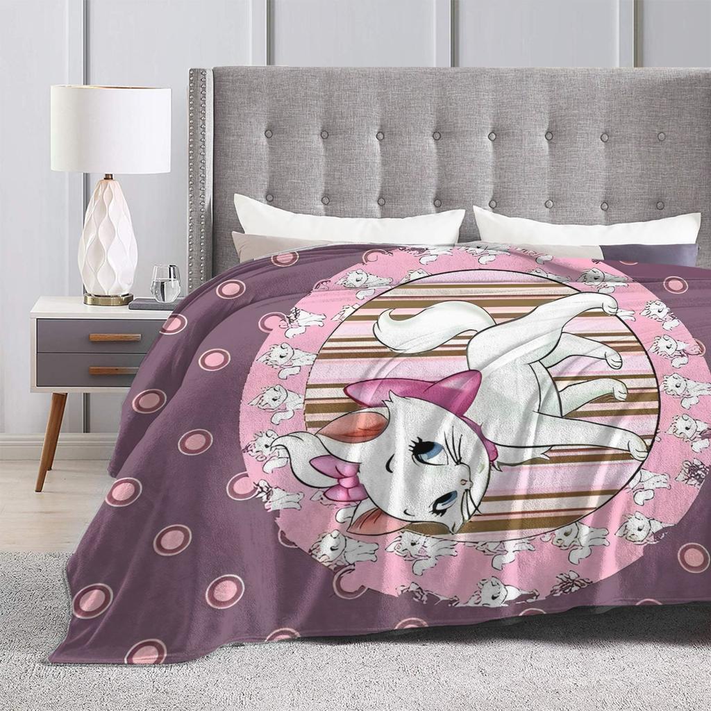 Marie Cat Cartoon  Warm Soft Blanket  Camping Plush Throw Blanket Fashion Home Decor Flannel Bedspread Sofa Bed Cover