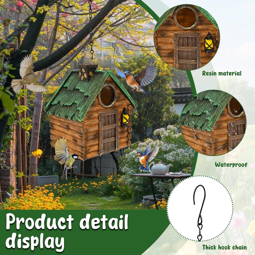 Outdoor Hanging Bird House Resin Waterproof Parrot Bird Nest Breeding Sleeping Box Garden Decoration Tree Hanging Birdhouse
