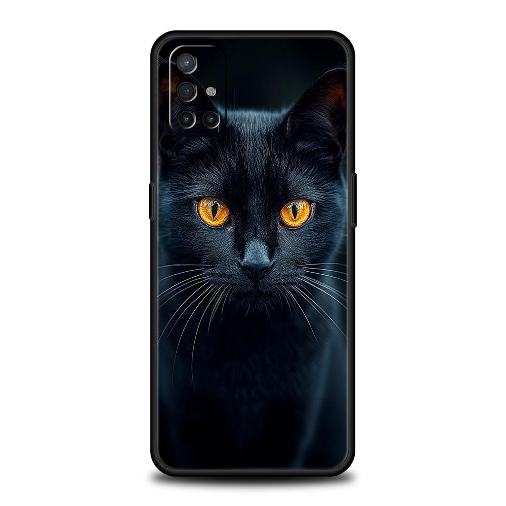 Phone Case For OnePlus 12 11 10 9 Pro 9T 12R 10R 9R 9RT 10T 8T 8 7 6T 7T Nord 2T CE 2 5G N200 N10 N100 Cover Black Cat