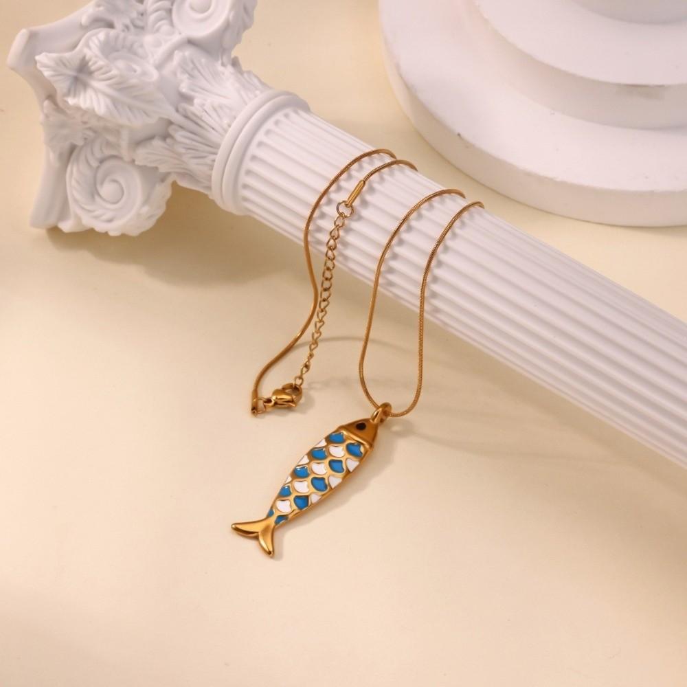 3D Charms Fish Pendant Necklace Elegant Marine Life Necklace Gift Enamel Ocean Necklace  Daily