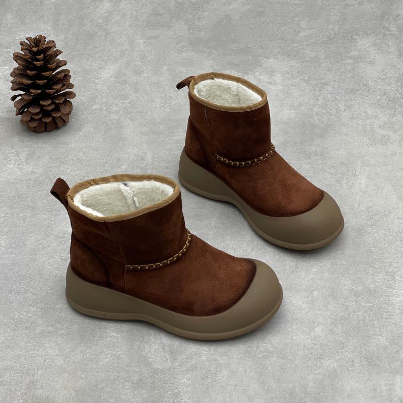 

Пара обуви, Хлопковые ботинки, Флисовые ботинки, Снежные ботинки, Обувь нового стиля, Ретро ботильоны на толстой подошве, Женская обувь 40 кофейный