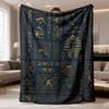 2026 New Arrival Flannel Blanket Egyptian Pharaohs Throw Blanket Soft Flannel Bedspread with Hieroglyphics, Golden Pharaohs & Pyramids Deep Blue & Gol