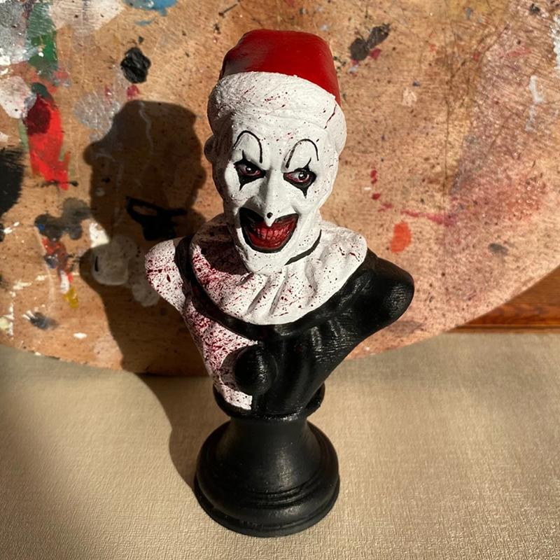 1 Pezzo Casa Terrifier Art The Clown Figura Clown dell'Orrore Statua da Giardino Interno/Esterno Decorazione di Halloween Scultura in Resina di Hallow