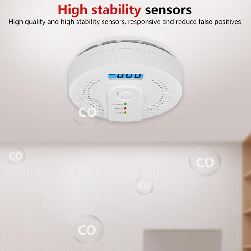 Carbon Monoxide Detector Co Gas Monitor Alarm Battery Powered Co Sensor Detector With Led Digital Display For Home,Depot Test