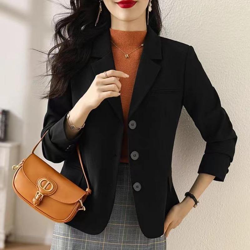 

Suit short casual versatile blazer women s spring and autumn new models are fashionable temperament loose small suit XL чёрный
