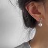 Charm Gray Pearl Pendant Earrings for Women Retro Temperament Heart Stud Earrings Korean Fashion Jewelry Accessories Girls Gift