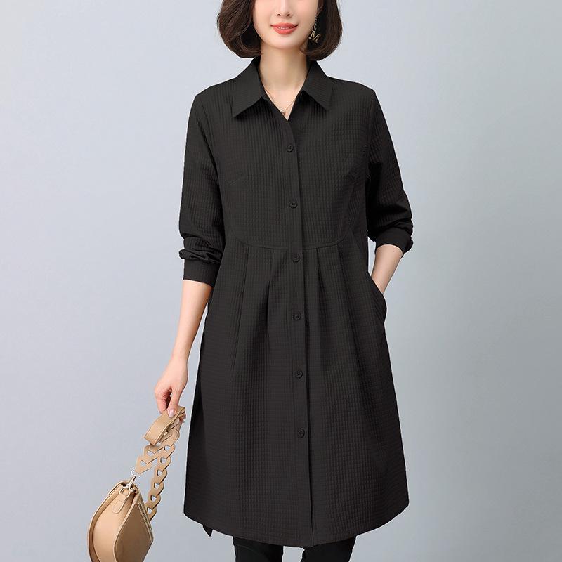 2024 Women's Mid-Length Trench Coat: Chic Spring & Autumn Fashion for Mature Women
