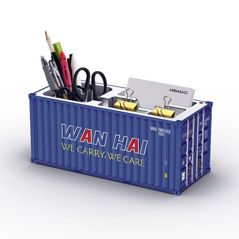 1/20 Scale Simulated Shipping Cargo Container Model Pen Holder Detachable Plastic Storage Box Desktop Organizer Household Supply