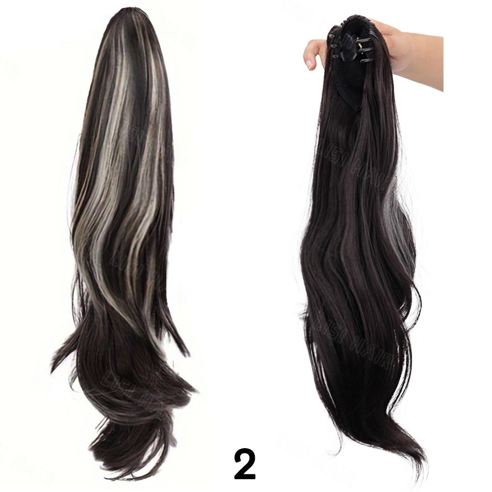 XINRAN Syntetyczny pazur, długi, falisty kucyk, odporne na ciepło doczepy, naturalny miękki, falisty kucyk, treska dla kobiet