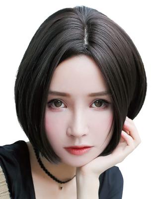 Peruka na całą głowę siatka MODE prosta czarna naturalna [TefuRe] Peruka o jednej długości, peruka, krótka, prosta, bob, odporna na ciepło, naturalna, przedziałek, w zestawie,