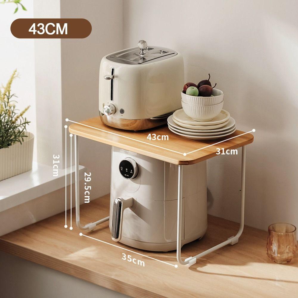 Kitchenware Furniture Bamboo Microwave Storage Rack 2-layers Multi-functional Tabletops Organizer Air Fryer Storage Shelf