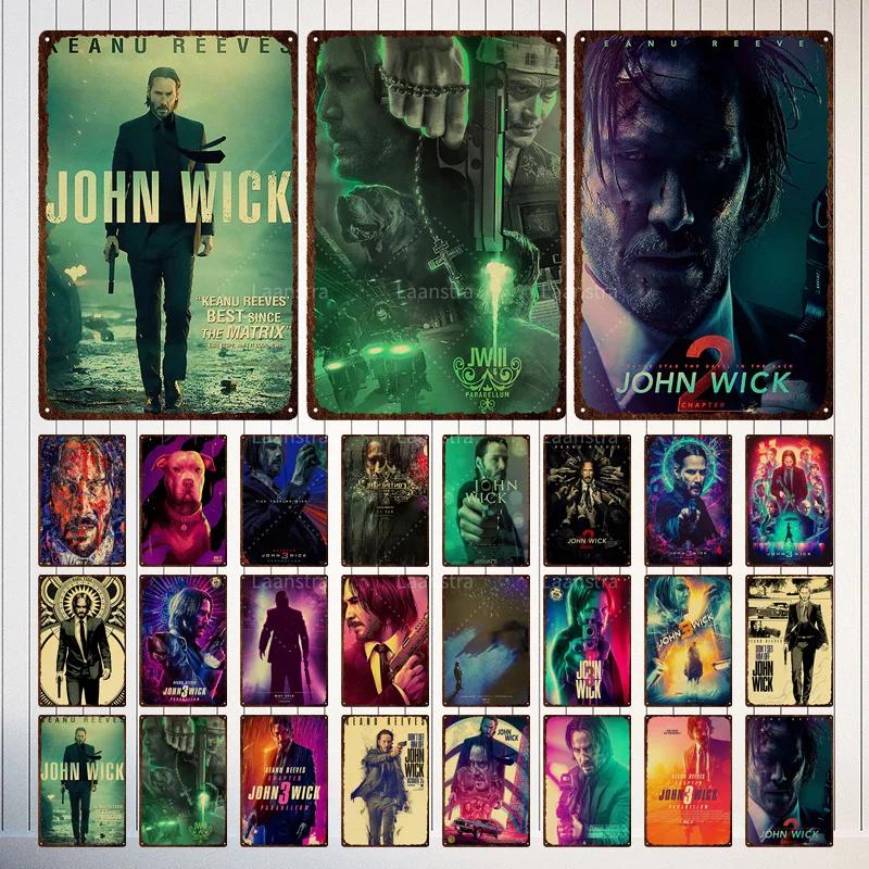 Vintage Movie Poster John Wick Poster Metal Sign Decorative Tin Painting Home Cafe Bar Kraft Poster Wall Sticker Decoration