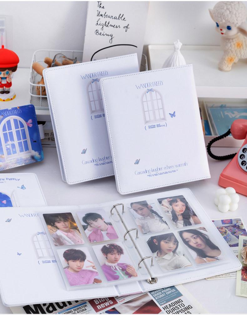 Butterfly Dream Window 3-Inch Photocard Album, Refillable 4-Grid / 1-Grid Loose-Leaf Binder for Polaroid Pictures & Idol Cards