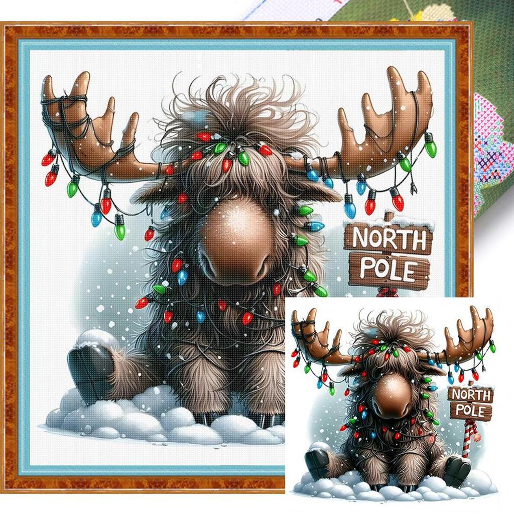 Animal Full 11CT DIY Stamped Cross Stitch Kits 40x40cm Cross Stitch Art and Crafts Kits for Beginners Adults Home Decor