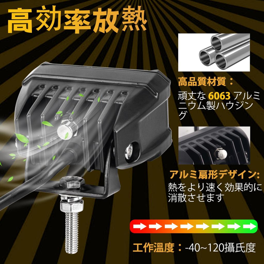 NORTHYUN 20W Yellow LED Work Adjustable Compatible with IP68 Waterproof and for Work and Set of 2 Light, Square, Angle, 12V/24V, Dustproof,