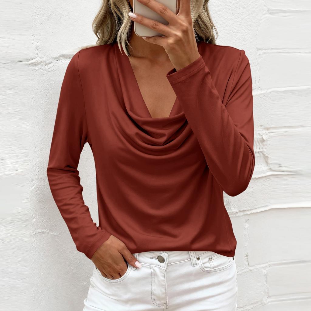 Womens Tops Trendy CowlNeck Shirts Long Sleeve Clothes Business Dressy Casual Outfits
