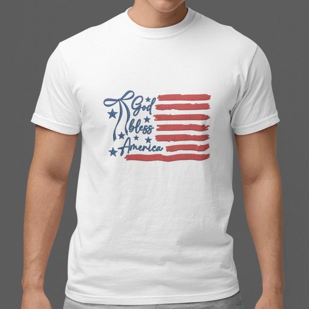 Футболка  God Bless America  Патриотическая с графикой Флага США Унисекс M