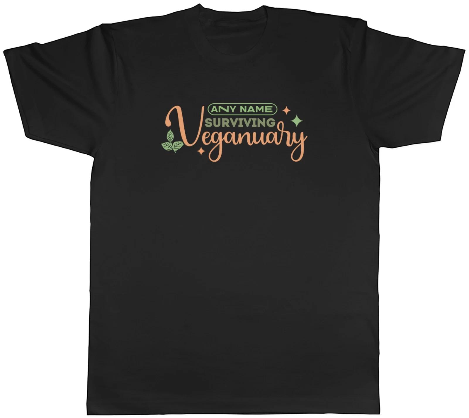 Personalised Surviving Veganuary Funny Vegan Mens T-Shirt Tee Gift Top XL