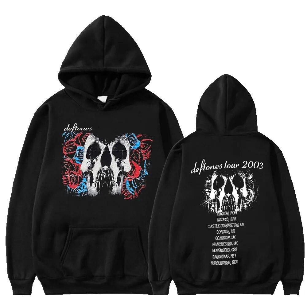 Mote Punk Metal Rock Band Deftones Hettegenser Blomster Burst Print Sweatshirt Unisex kvinner Vintage Casual Pullover Streetwear Par